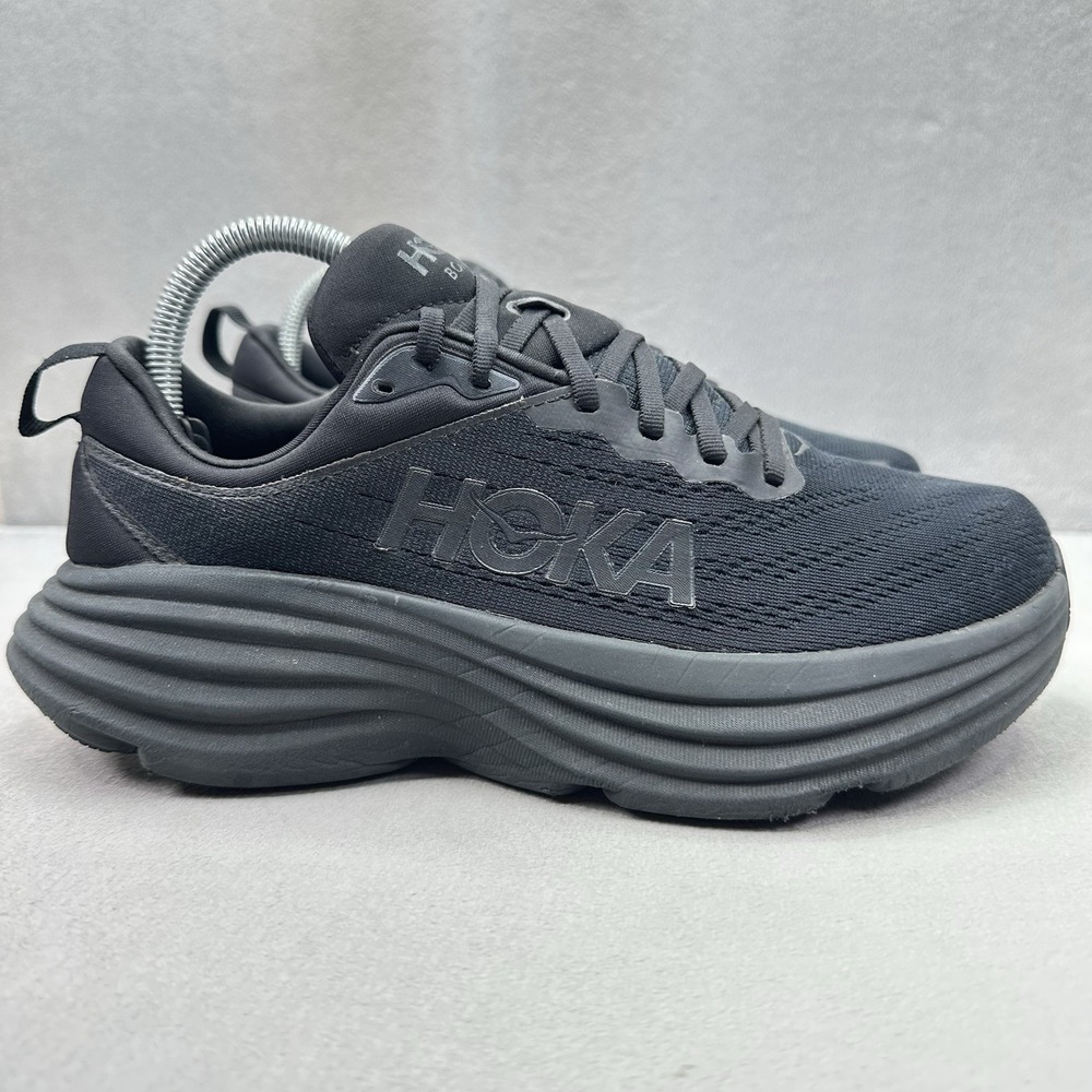 Womens Size 8 (D) Hoka One One Bondi 8 WIDE Shoes Triple Black Running Sneakers